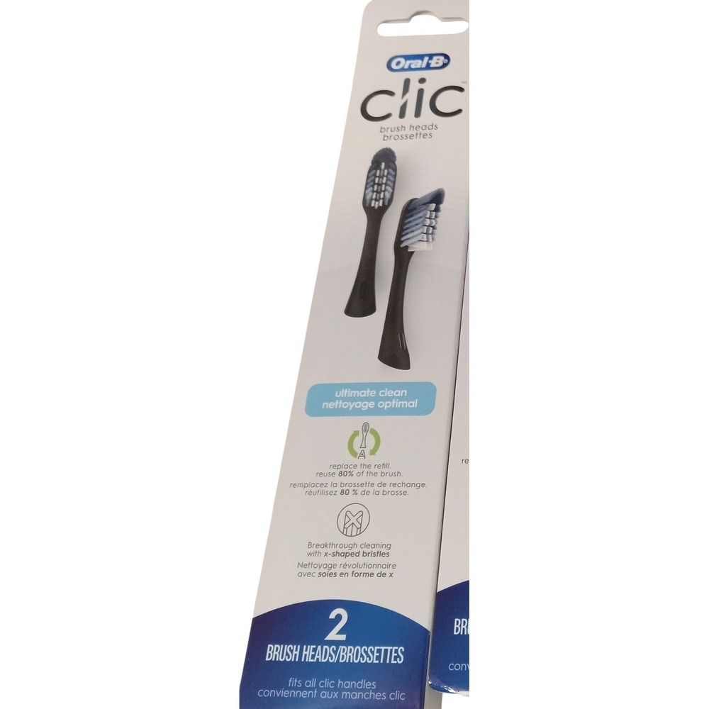 Oral-B Clic Ultimate Clean Replacement Brush Heads-Black 2 Count